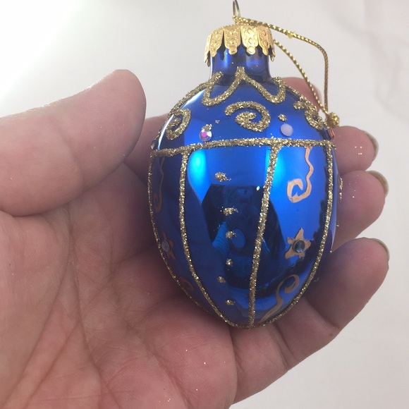 Vintage GKI/Bethlehem Glass Egg shaped embellished Christmas Ornament - Picture 5 of 8